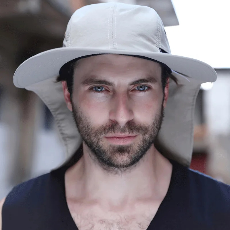 

Sun Protection Fishing Hat Women Men's Protective Neck Sun Uv Nylon Material Breathable Adjustable Solid Color Fashion Hat