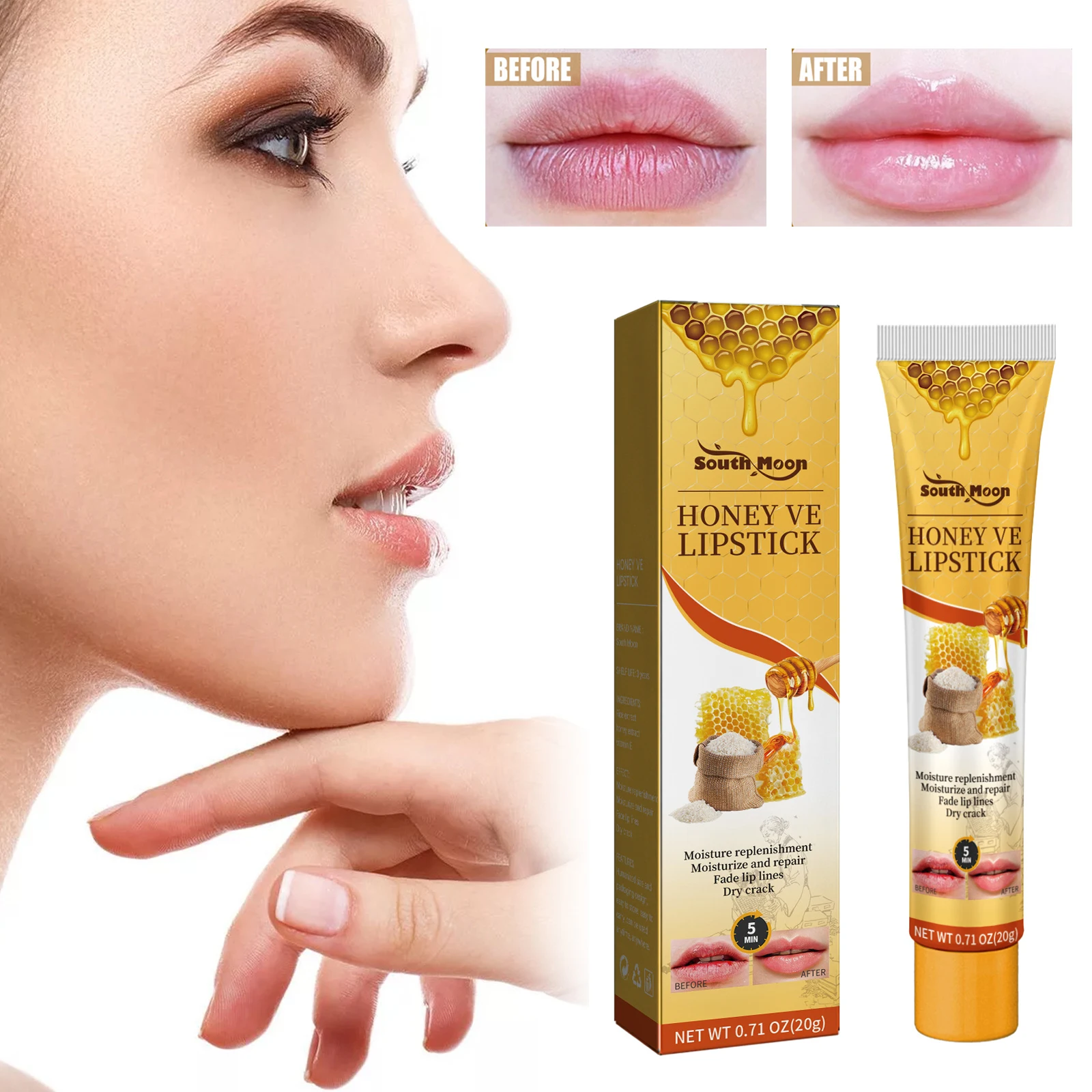 

Honey Lip Balm Anti-drying Repair Chapped Reduce Wrinkles Fade Lines Moisturizing Hydrating Lipstick Not Greasy Lip Plumper Care