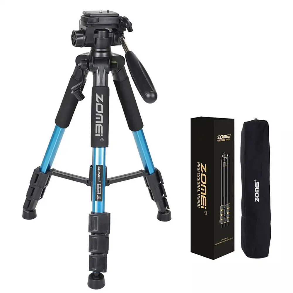 

Q111 55" Professional Aluminum Alloy Camera Tripod DSLR Camera Blue