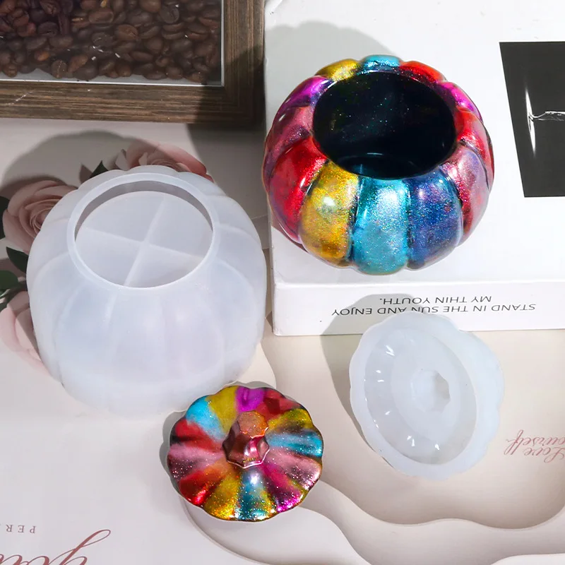 DIY Epoxy Resin Mold Pumpkin Storage Box Silicone Mold Jewelry Storage Bottle Home Decoration Pumpkin Bottle Mold Handmade