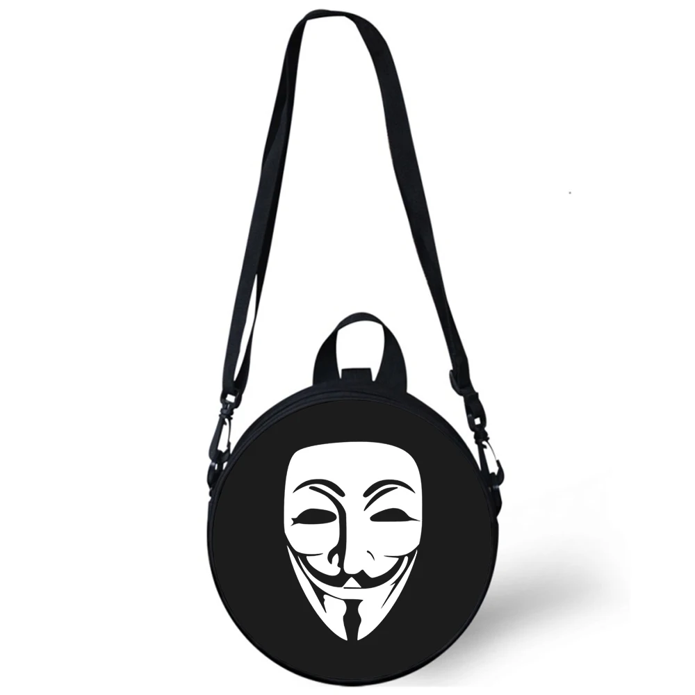 V for Vendetta Child kindergarten Bag 3D Print Crossbody Shoulder Bags For School Women Mini Round Bagpacks Rugtas Bag