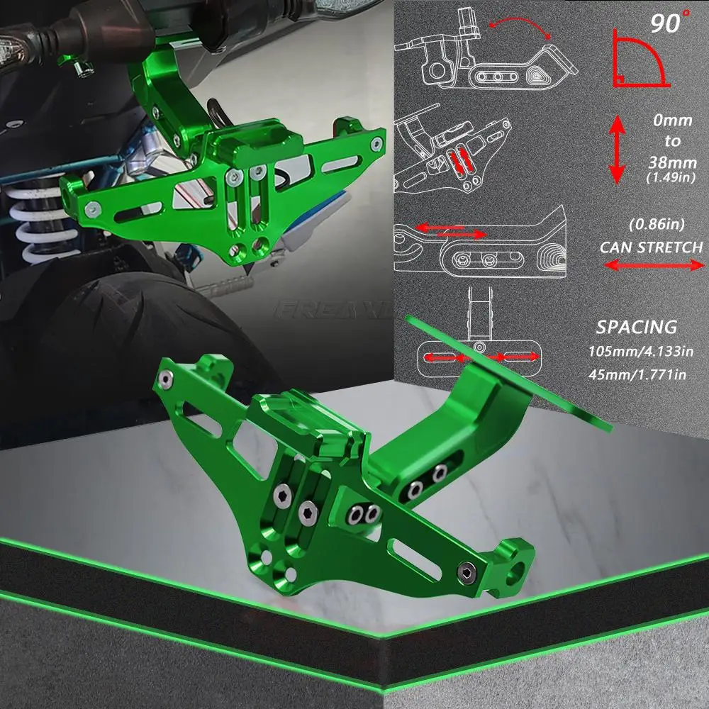 

Для Kawasaki NINJA400 NINJA 400 Z400 2018 2019 2020 2021 Мотоцикл Регулируемый угол номерной знак рамка держатель кронштейн