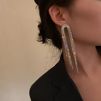 s925 silver needle temperament full diamond long earrings tassel personality exaggerated all match earrings 2022 new trend