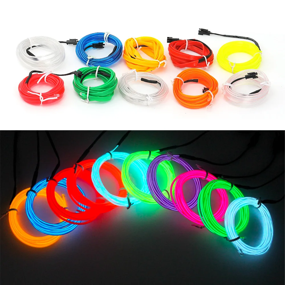 

1M/2M/3M/5M Car Interior Led Decorative Lamp EL Wiring Neon Strip For Auto DIY Flexible Ambient Light Atmosphere light