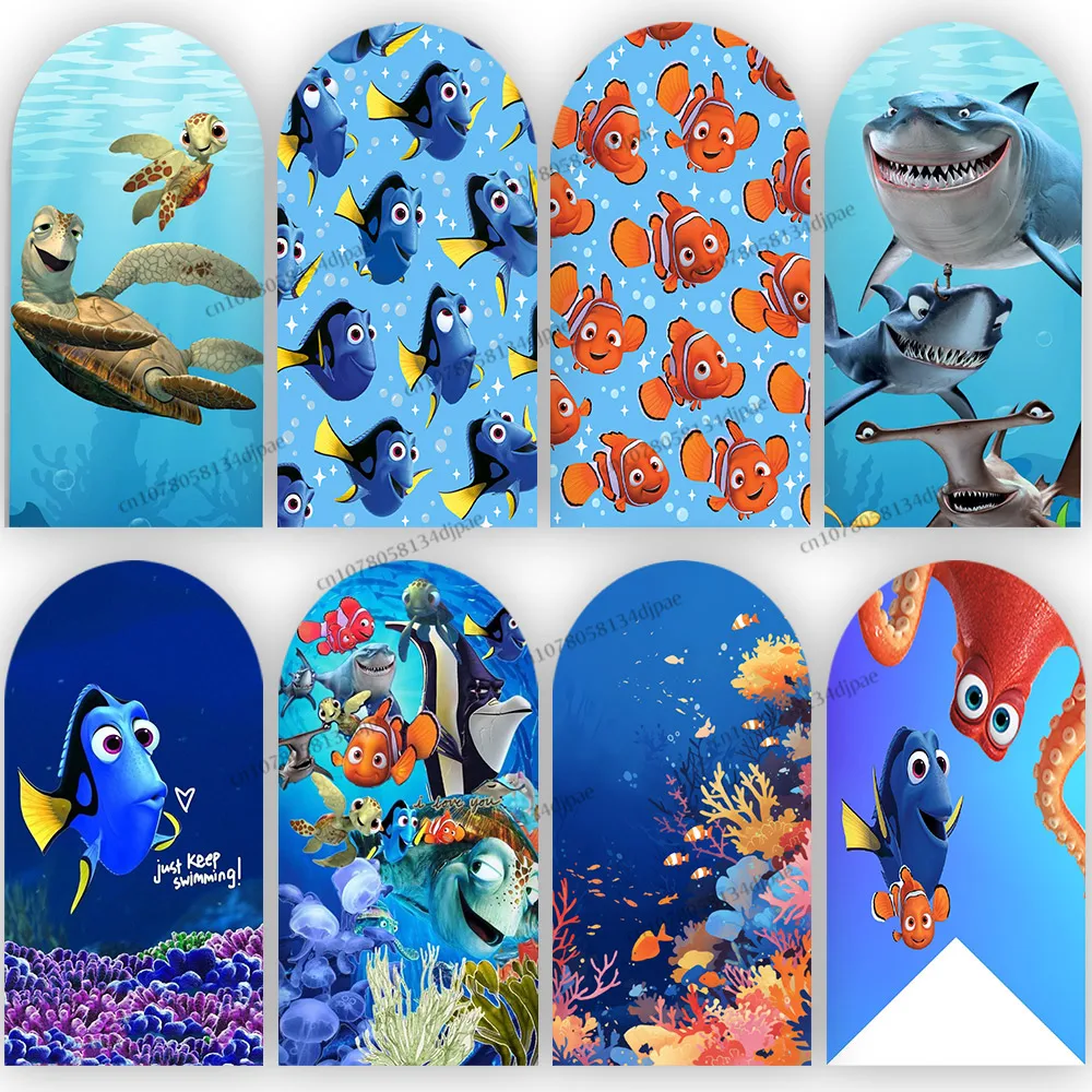 Фото Background Arch Cover Finding Nemo Dory and Marlin Birthday Party Backdrop Decoration Just Keep Swimming Photo Banner Photozone №1