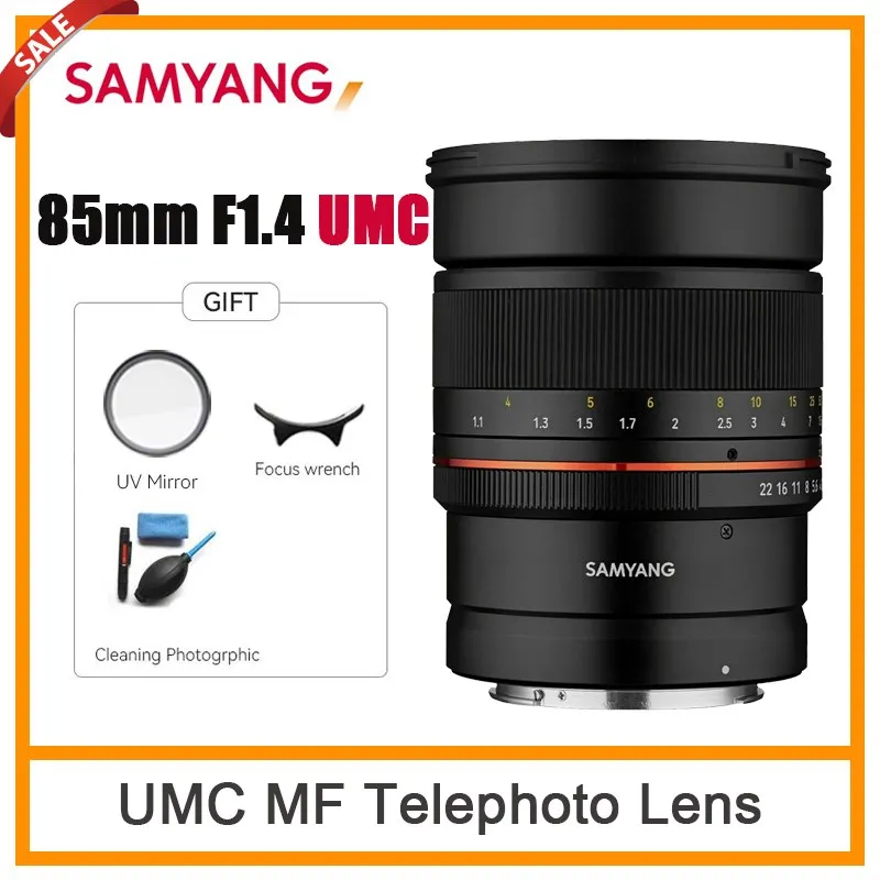 Телеобъектив Samyang MF 85 мм F1.4 UMC с ручной фокусировкой для камеры Sony A/E Canon Nikon(AF) M4/3