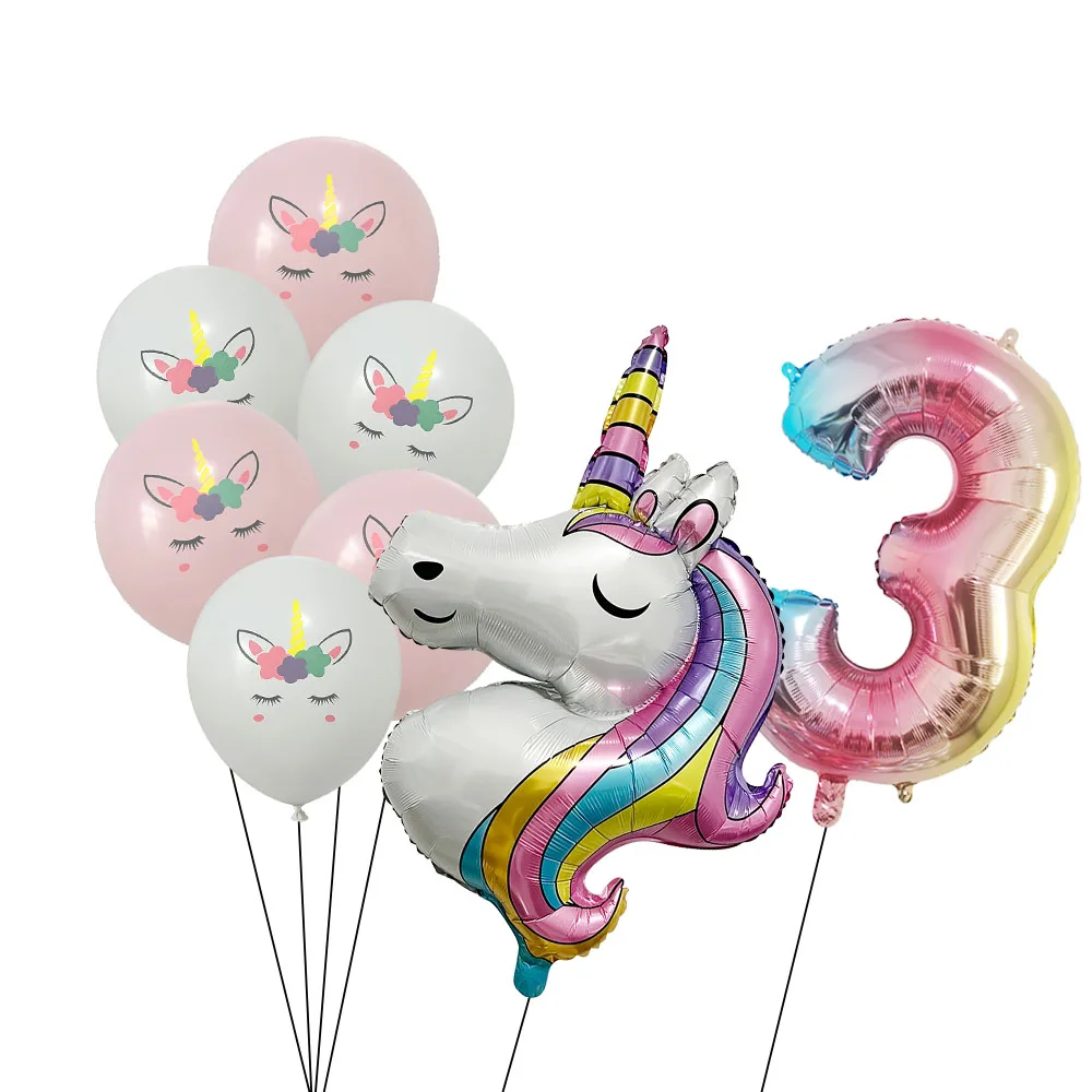 

Радужный воздушный шар в виде единорога, украшения для дня рождения, 32-дюймовые фольгированные воздушные шары в виде цифр, детский Единорог, строительные принадлежности
