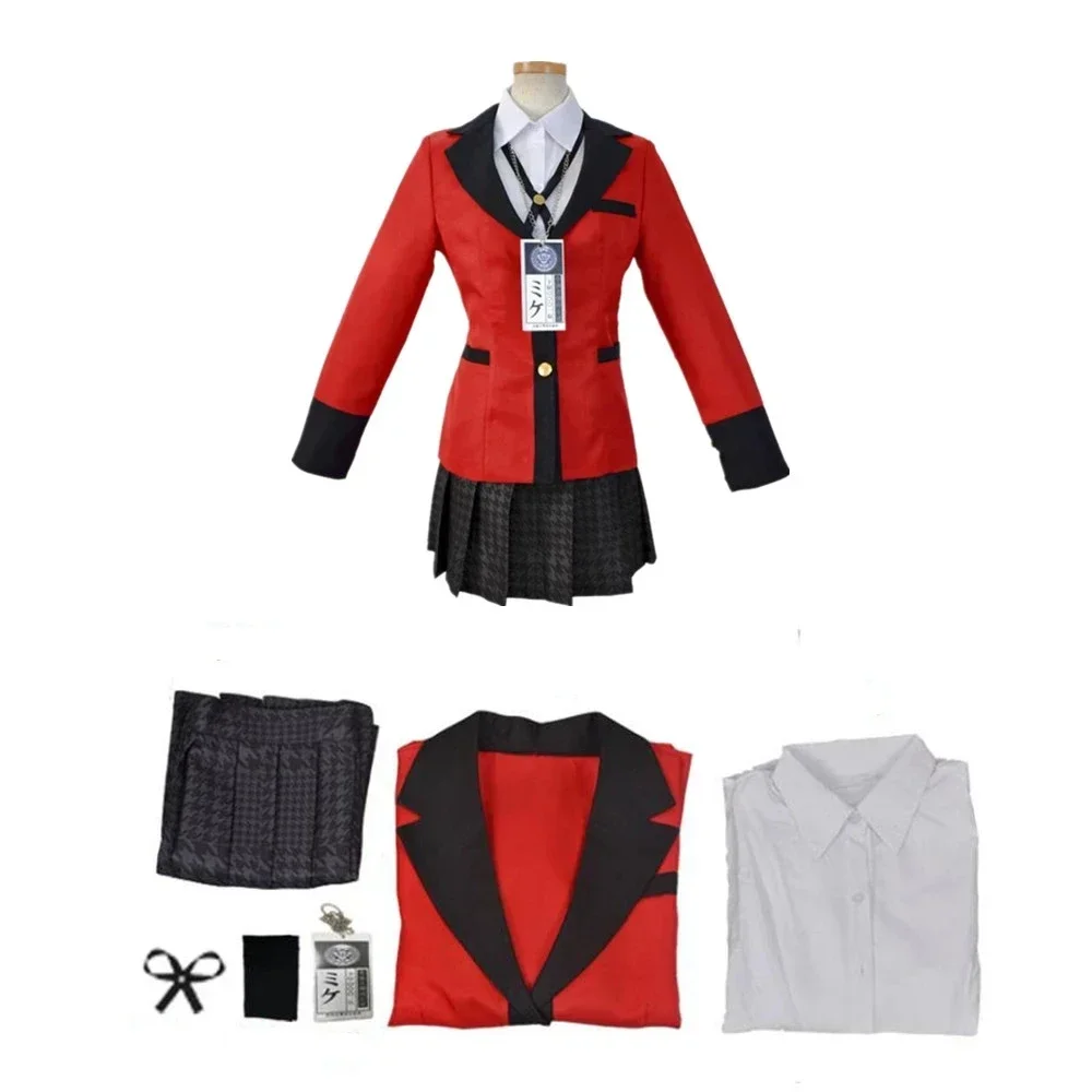 Kakegurui Jabami Yumeko Cosplay Costume Halloween Sayaka Compulsive Gambler School Girl Pleated Skirt Uniform Full Set