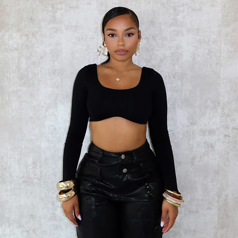 Сексуальные женские облегающие рубашки с вырезами на спине топы длинным рукавом