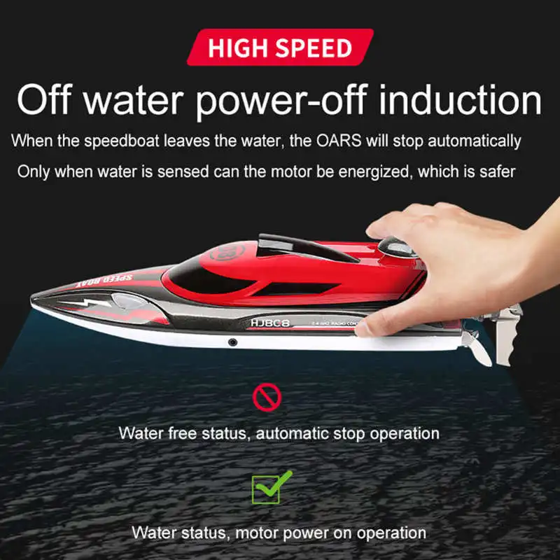 2.4G RC Racing Boat Electronic Remote Control Boat Toy High Speed Boat Model Toy With Light Gift For Kids enlarge