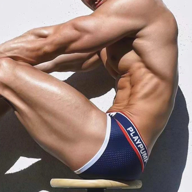 

Мужские трусы брифы с низкой посадкой, черные дышащие трусы с сетчатым верхом, сексуальное нижнее белье для мужчин, внутренняя одежда,