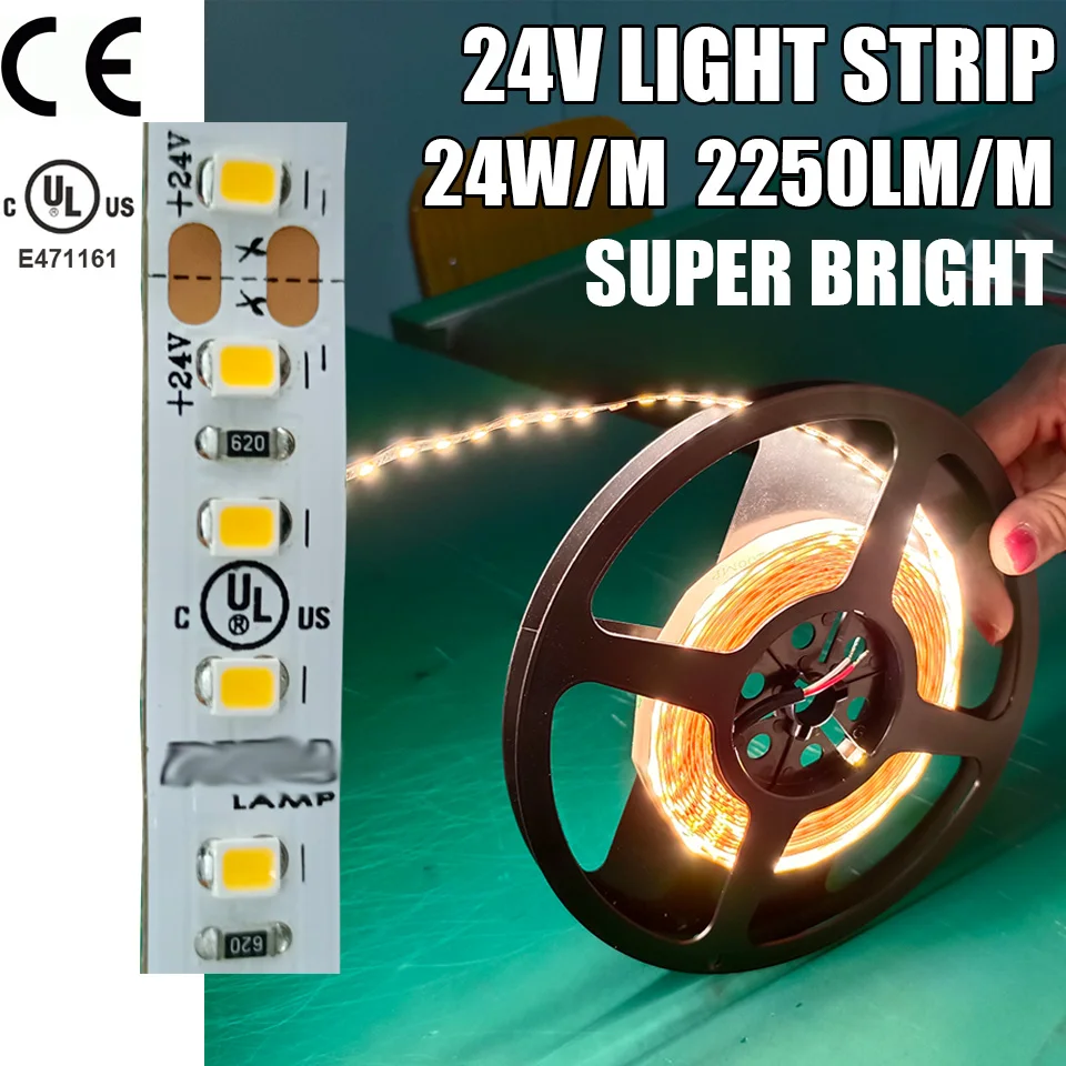 

2250lm/m LED Strip light Super bright 4000K 120 Smd LED Tape 4m/reel Indoor Living Room Decoration Desktop White DC24V UL/CE