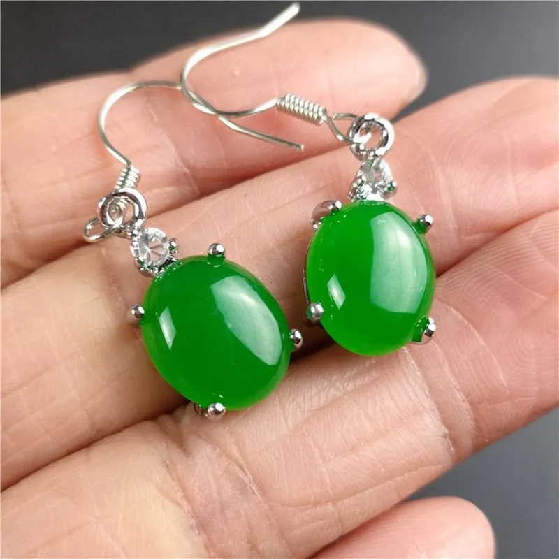 

Natural Green Chalcedony Hand Carved 925 Silver Inlaid Drop Earrings Fashion Jewelry Men's and Women's Earrings Buy 1 Get 1 FREE