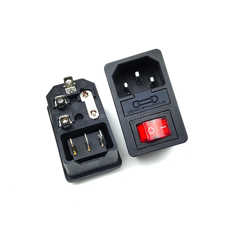 

Разъем питания переменного тока, светильник с предохранителем, тип карты, 3-в-1, клавишный переключатель, 3-контактный IEC320 C14, входное гнездо питания 10A 250VAC, штекер