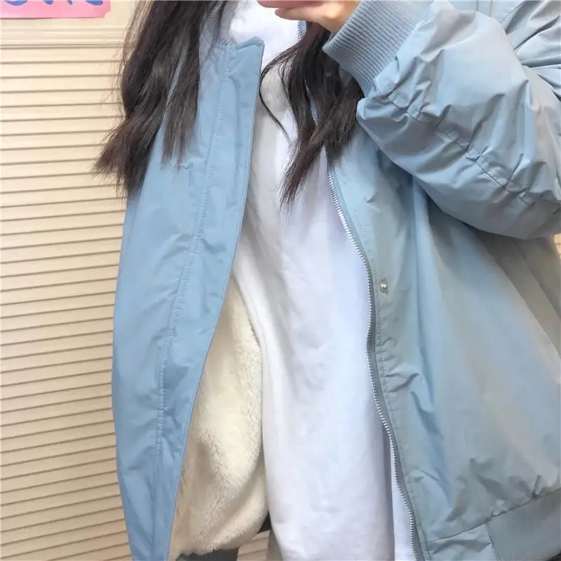 DEODAR  Winter Women Vintage Jacket Lamb Fleece Cotton Parkas Coat Fashion Thick Warm Clothes Loose Windproof Baseball Uniforms