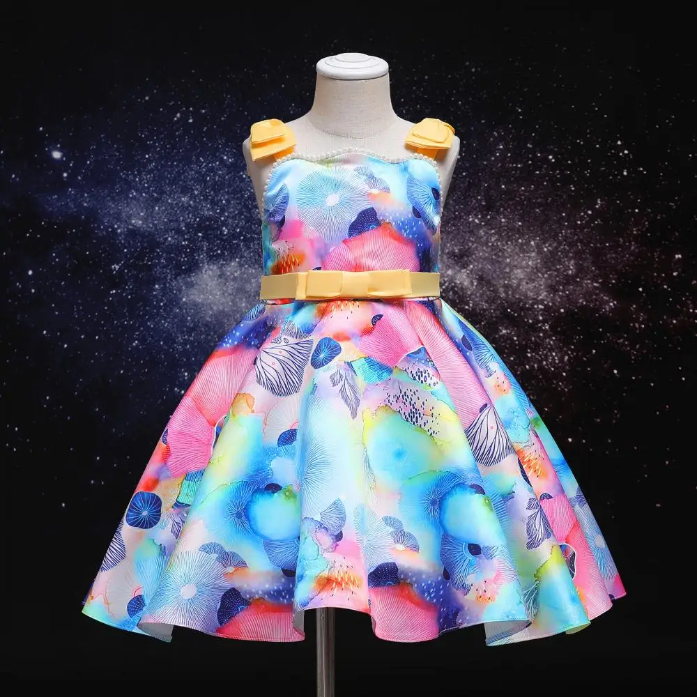 

Teenmiro Baby Girls Birthday Party Dresses 2022 Ins European America Kids Cotton Printing Dress Children Princess Clothes
