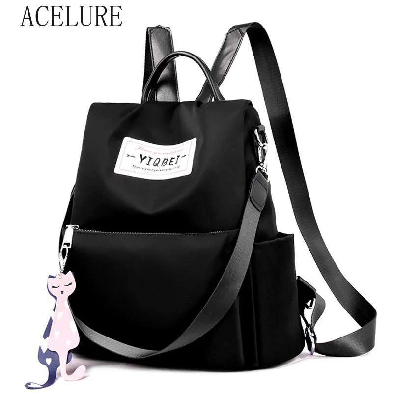 

ACELURE New women's backpack all-match fashion oxford cloth school bag large-capacity travel bag solid color rucksack