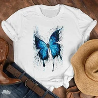 women t shirts cartoon butterfly floral elegant oversized tshirt female 2022 spring autumn short sleeve trend style t shirt tops