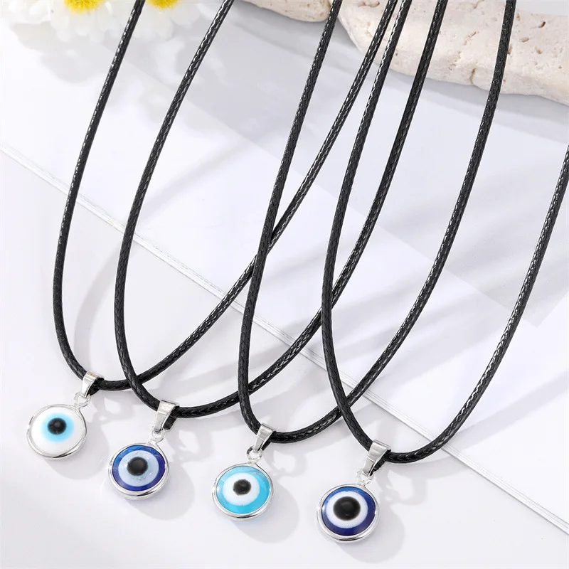 New Fashion Eye Necklace For Women Men Devil Evil Blue Eye Pendant Choker Rope Chain Lucky Turkish Jewelry Girl Simple Gifts