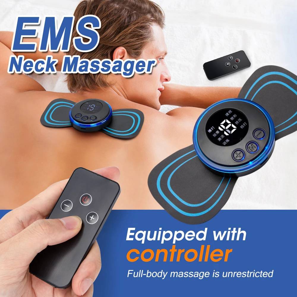 Портативный массажер для шеи электрический мини-наклейки массажа шейного отдела