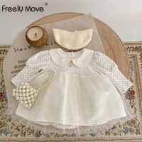 freely move 2022 newborn toddler baby girl princess dot lace mesh splice romper jumpsuits tutu dress outfits autumn clothes