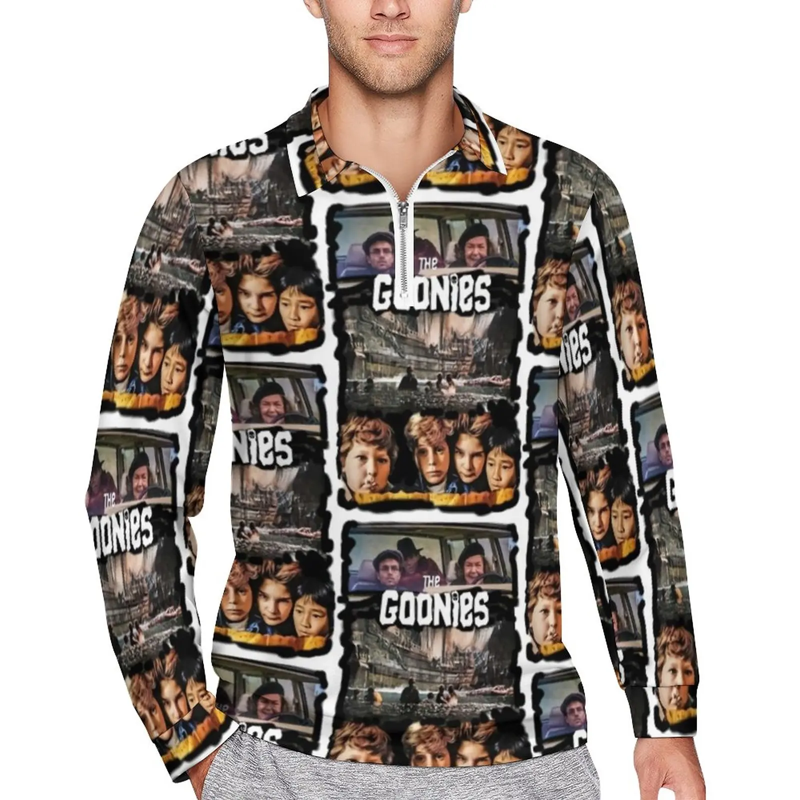 

Goonies Print Art Loose Polo Shirts Man 80s Classic Movie Long Sleeve Casual T-Shirts Trending Autumn Design Shirt Plus Size