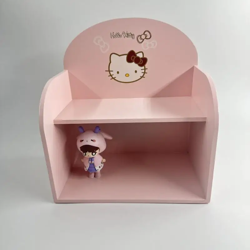 

Cartoon Cute Kawaii Sanrioed Hellokitty New Girl Heart Home Office Double Layer Wood Snack Storage Display Shelf