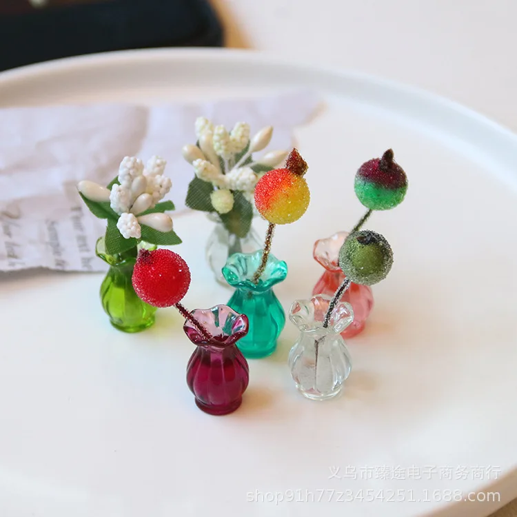 

Мини-ваза с цветочной композицией 5 шт., набор для искусства с имитацией цветов, простое Современное украшение для дома, для гостиной, винног...