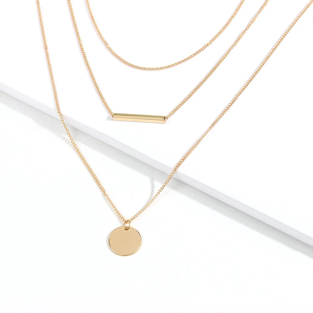 Fashion temperament coin multi-layer necklace simple and versatile personality trend multi-layer clavicle chain female