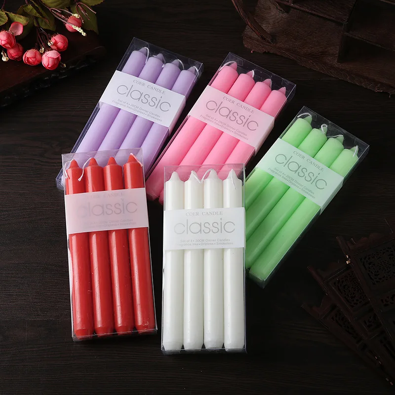 

φ2.2cm*L20cm Household Emergency Candles Scentless Classic Stick Candles for Praying Colorful Pillar Candles for Party