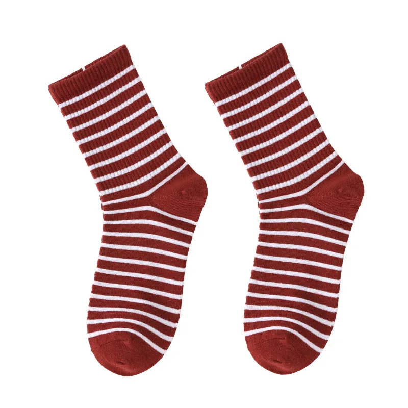6 Pairs Fashion Women Socks Set Striped Pile Socks Autumn and Winter New Mid-tube Socks Japanese Cute Socks Women's Korean Socks