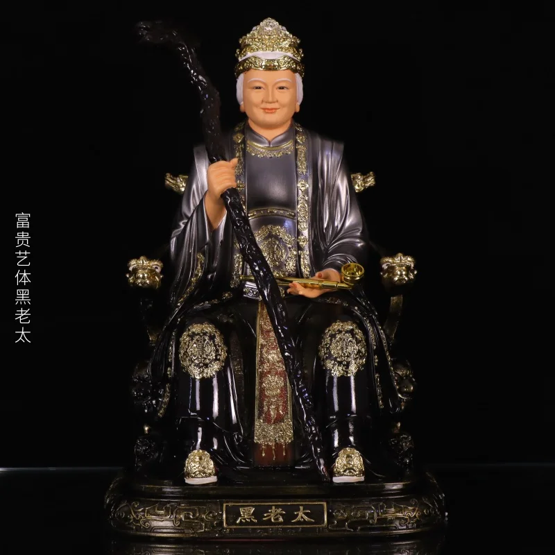 

Статуя старой леди черного цвета для дома и матери, декор благословения для гостиной, 12-дюймовая черная статуя Будды из смолы для пожилой ле...