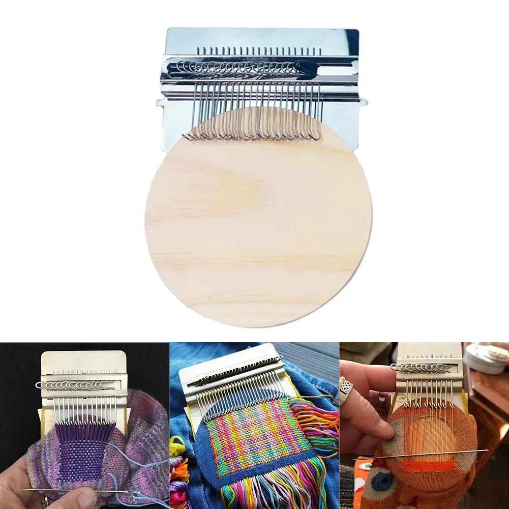 

Mini Darning Loom Kit Speedweve Type Weave Tool 10-42 Hooks Small Weaving Loom Mending Loom for DIY Jeans Socks Clothes Repair