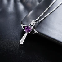 angel wing zircon cross necklace for women female necklaces 925 stamp korean fashion luxury quality fine jewelry 2022 trend