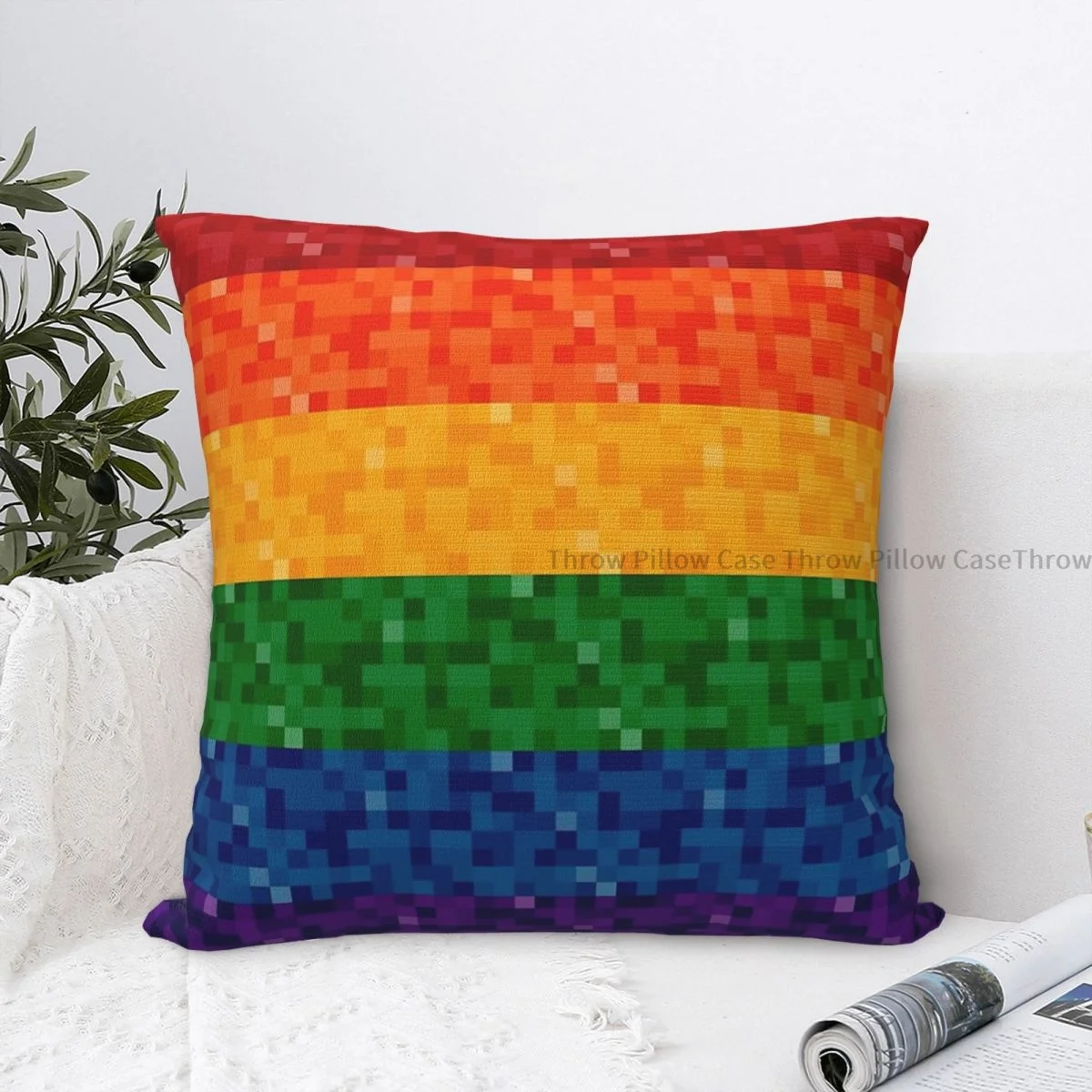 

Rainbow Pixel Flag Throw Pillow Case Gay Pride LGBT Love Backpack Cushions Covers DIY Printed Washable Sofa Decor