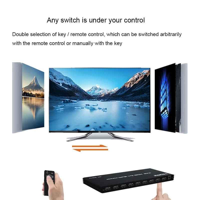 Фото HDMI KVM, мультипросмотр, 4K, 8 в 1, 1080P KVM HDMI, четырехэкранный мультипросмотр, 1X8 HDMI мультипросмотр, бесшовный переключатель с ИК RS232 №2