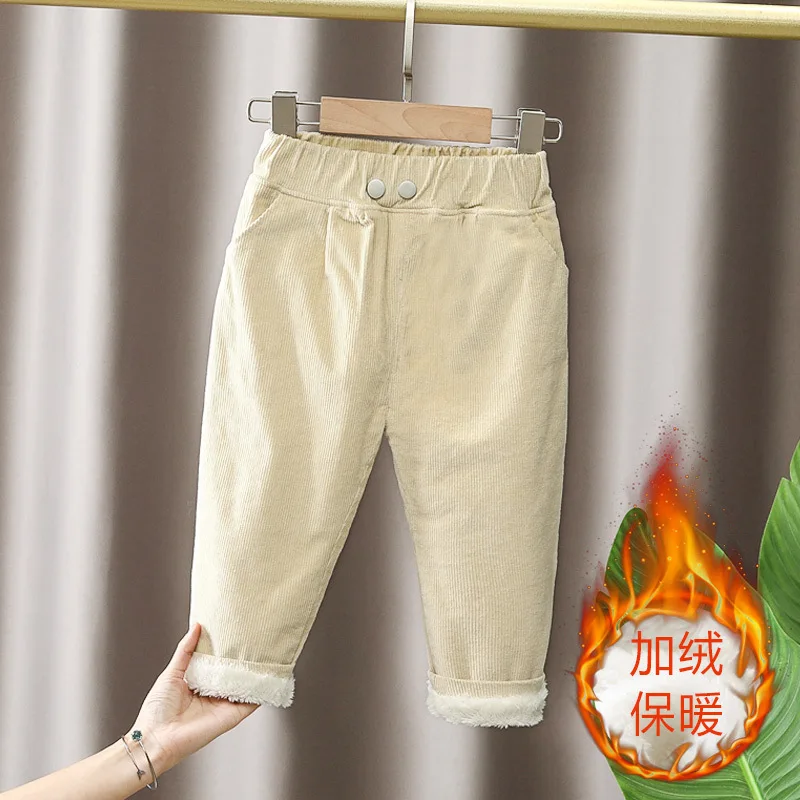 2022 Hot Sale high quality Boys Jeans Casual Child Plus Velvet Pants Winter Kids Jeans boy Girls Thicking Warm Denim Trousers