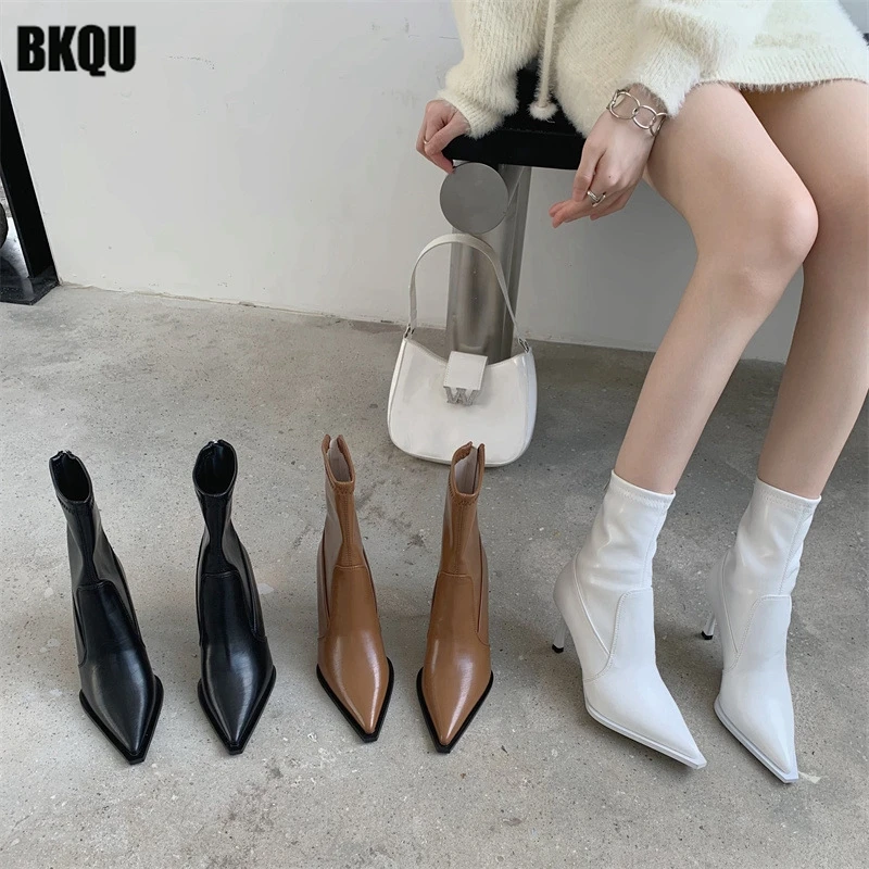 

Pointed Toe Sexy Women Ankle Short Boots Elegant 2022 New Female Dress Fashion Thin High Heels Ladies Modern Shoes Party Street