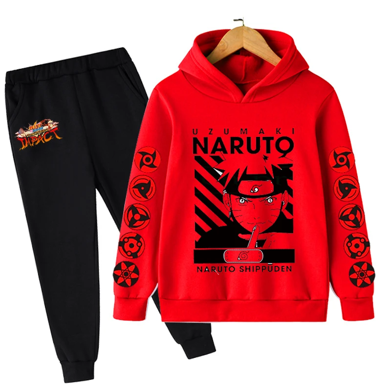 

New 2022 Narutos Kids Boys Clothing Sets Cartoon kakashi Long Sleeve O-Neck Hoodies Tops with Pants children Cotton Suit