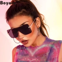 boyarn new fashion one piece large frame square sunglasses mens and womens steampunk trend metal sunglasses driving glass