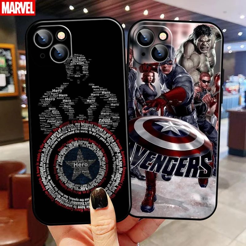 

Avengers Captain America For Apple iPhone 13 12 11 Pro 12 13 Mini X XR XS Max SE 6 6S 7 8 Plus Phone Case Coque Black Funda