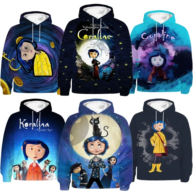 

Cosplay Coraline Hoodie Costume for adult 3D Print Hoodies Boys Girls Cartoon Anime Pullovers Toddler Sweatshirts Tops Coat