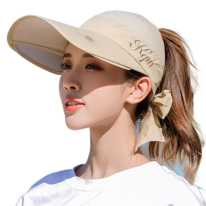 

Summer Sun Hat Retractable Visor Caps Female Scalable Brim Empty Top Baseball Cap UV Protection Beach Outdoor Sun Hats for Women