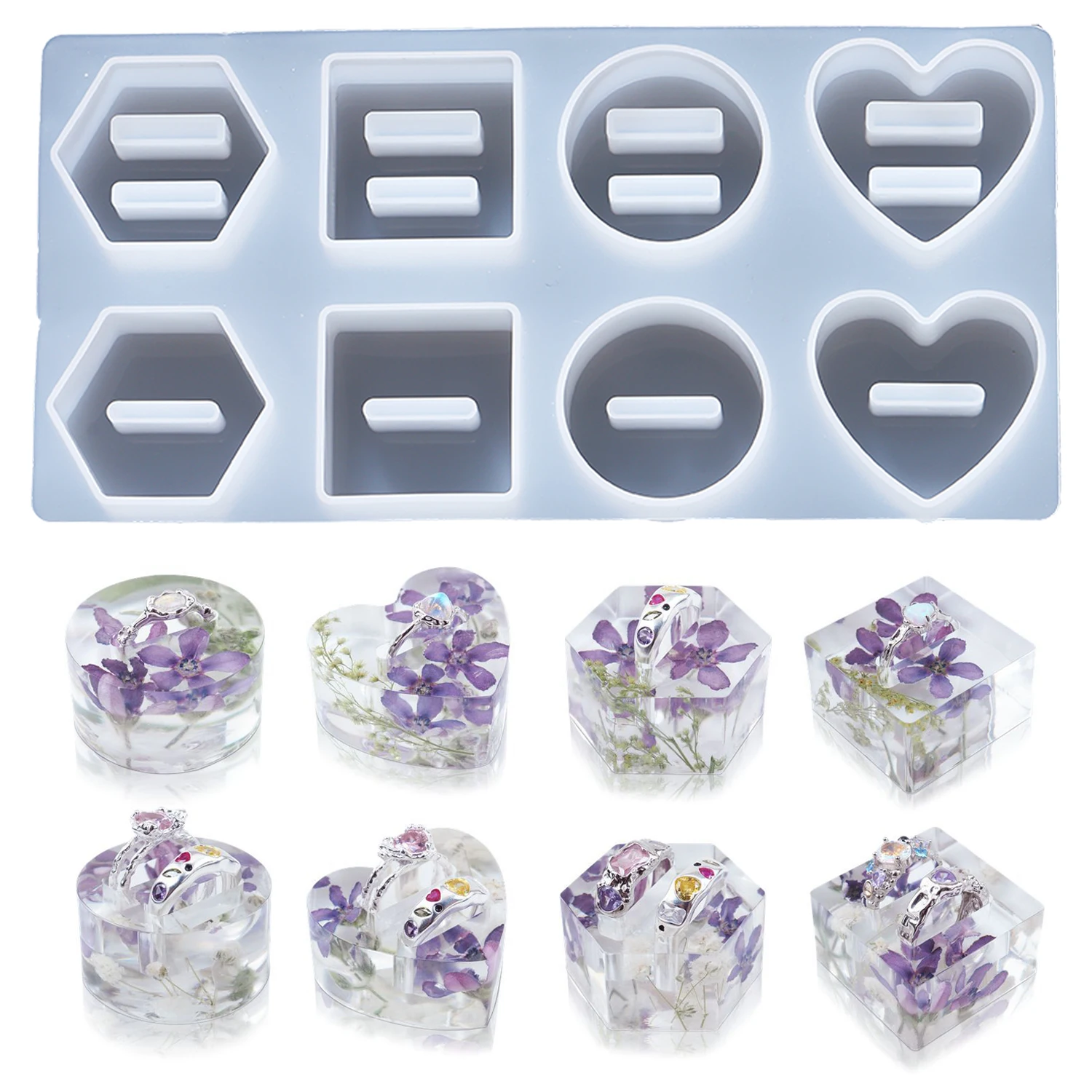 8 звёзд, держатель, зеркальная силиконовая форма для кольца или дисплея