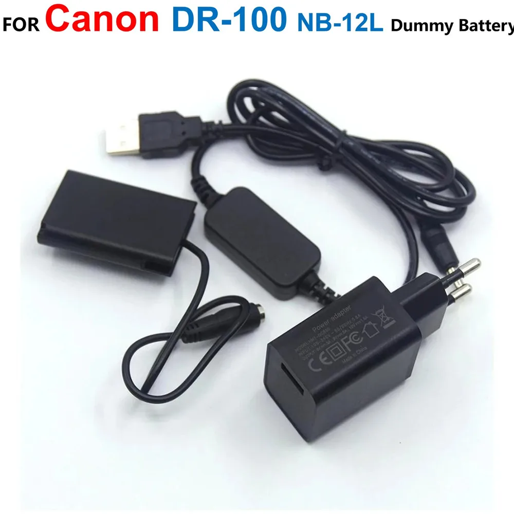 

DR-100 DC Coupler NB-12L NB12L Fake Battery+ACK-DC100 USB Power Bank Cable+QC3.0 USB Charger For Canon G1 X Mark II N100 Camera