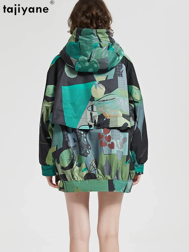 Женский пуховик средней длины Tajiyane с мультяшным принтом со съемной подкладкой и
