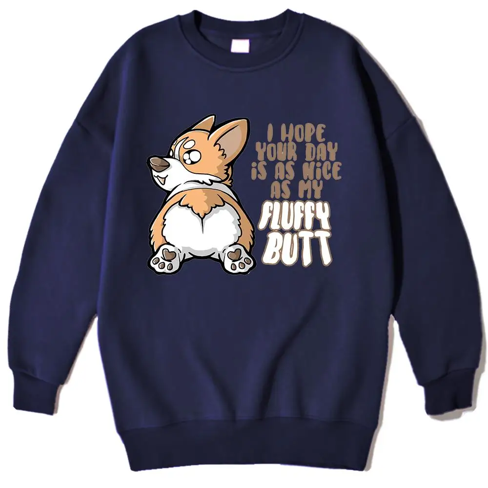 

Fluffy Butt Cartoons Dog Print Sweatshirt Mens Comics Street Hoody Casual Loose Hoodie Autumn Fleece Fashion Pullovers Men New