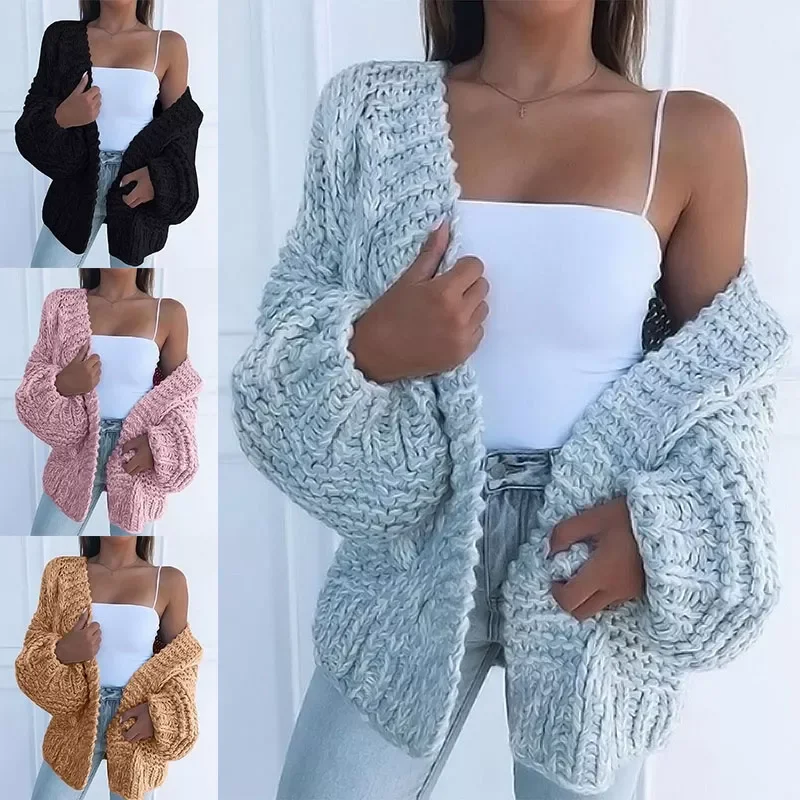 

Free shipping Leisure Solid Long Sleeve Bat Sleeve Knit Cardigan Loose Oversized Coat Autumn Winter Casual Ladies Knitted Sweate