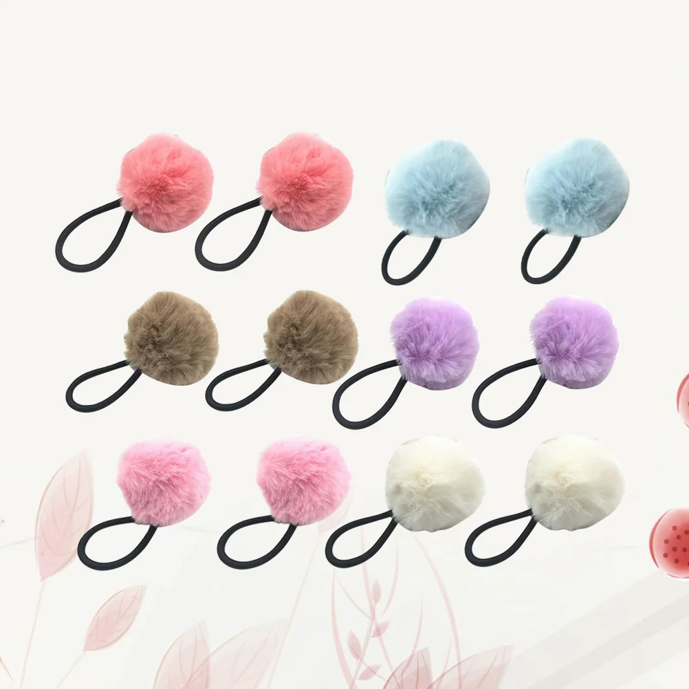 

12pcs Elastic Hair Ties Fluffy Ponytail Holders Hair Bands
