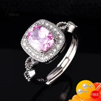 elegant women ring silver 925 jewelry accessories geometric citrine zircon gemstones open finger rings for wedding engagement